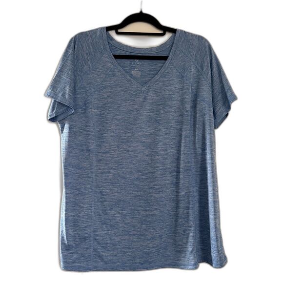 Lane Bryant Tops - Lane Bryant Livi Active Women T-Shirt 18/20 Blue White V-Neck Short-Sleeve